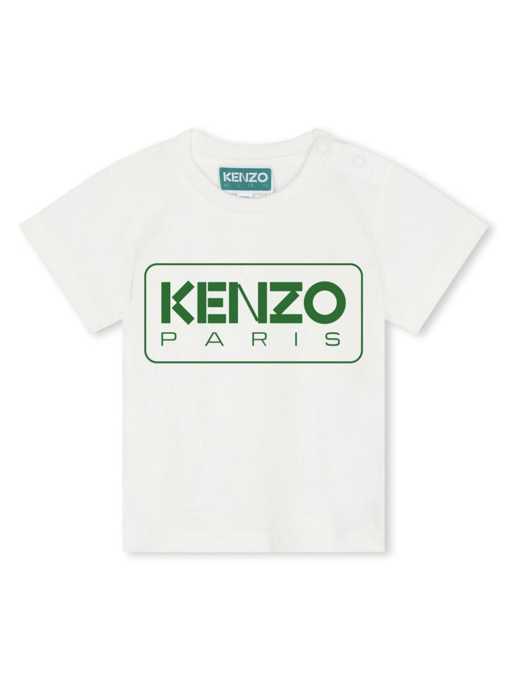 T-shirt neonato bianca verde