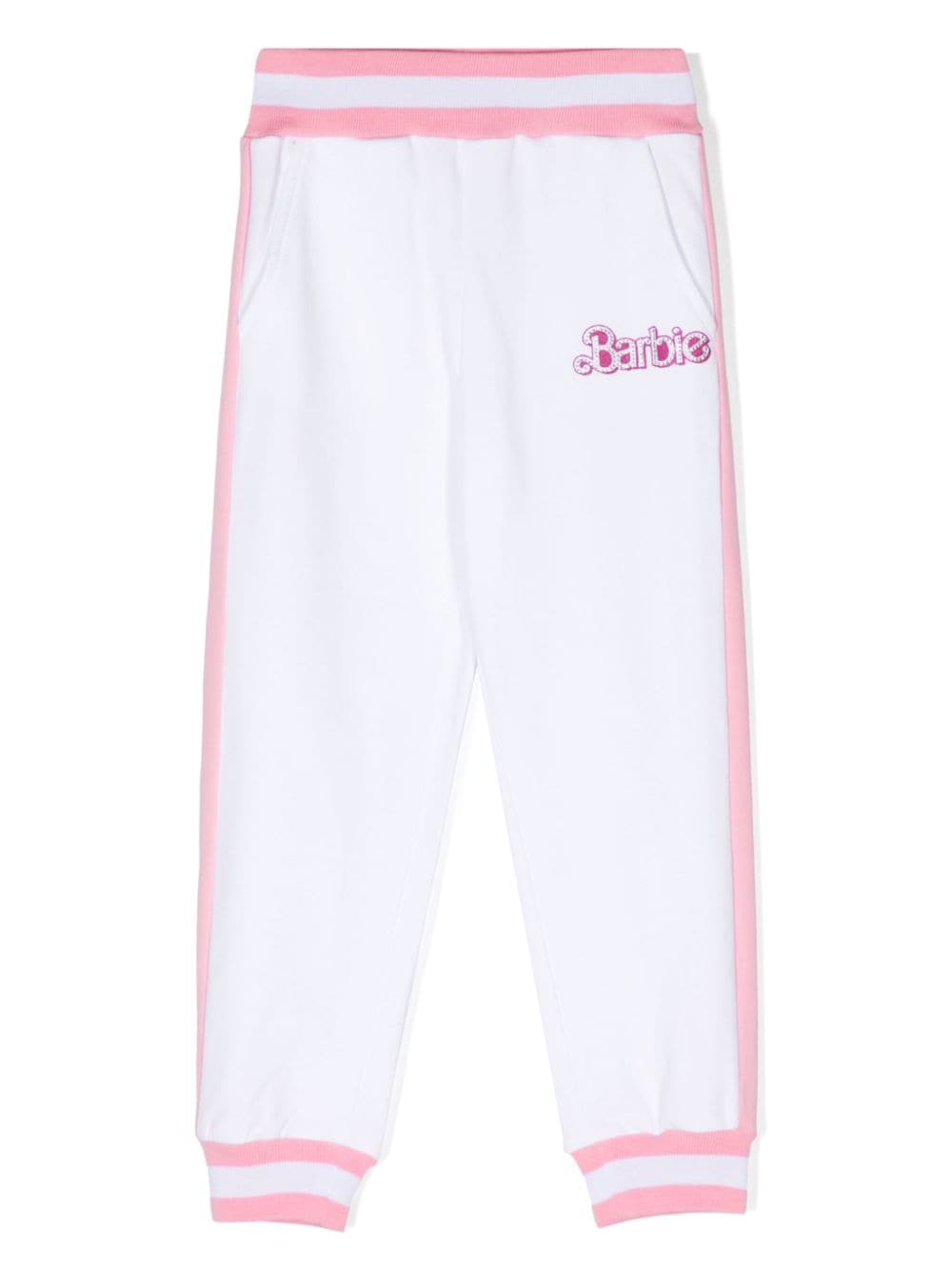Pantaloni bambina bianchi/rosa