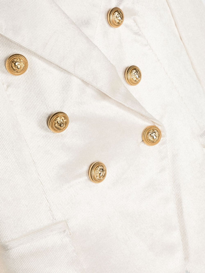 Giacca doppiopetto bianca bambina con bottoni oro