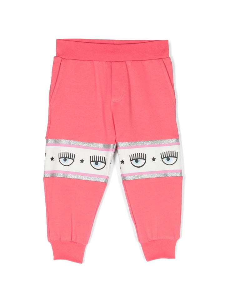 Pantalone rosa con stampa logata