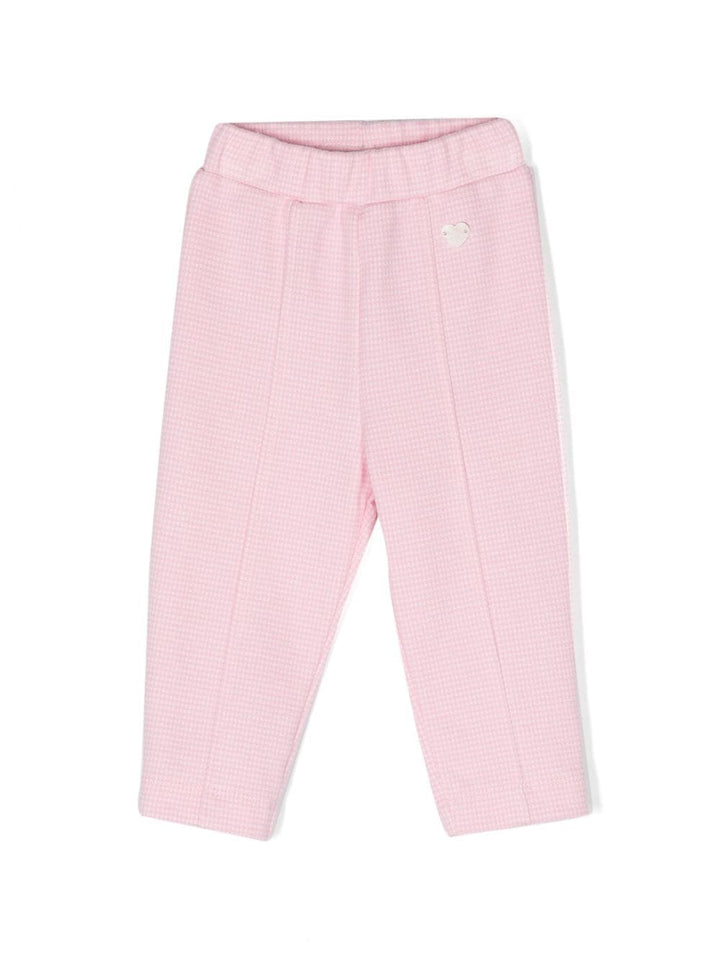 Pantaloni sportivi rosa neonata con applicazione