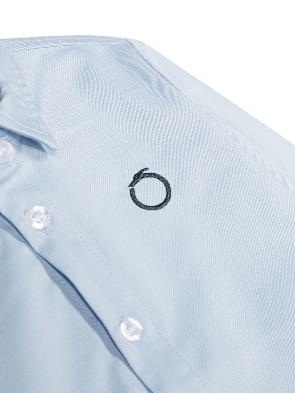 Camicia blu fiordaliso unisex con ricamo