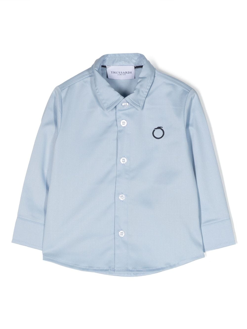 Camicia blu fiordaliso unisex con ricamo