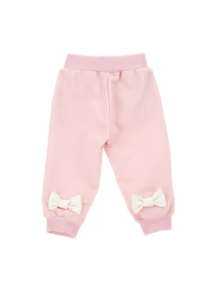 Pantalone rosa neonata con applicazioni posteriori