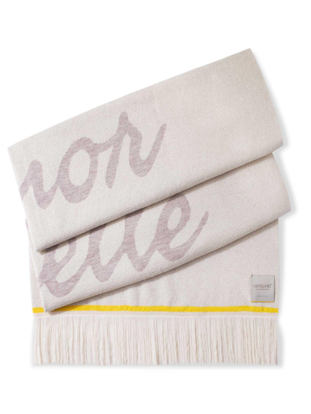 Plaid Paradiso in jacquard con frange bianco