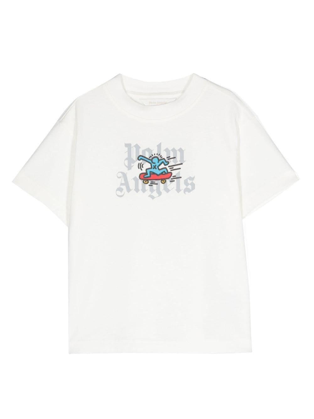 T-shirt bambino bianca PBAA003S24JER006 0310 PALM ANGELS KIDS