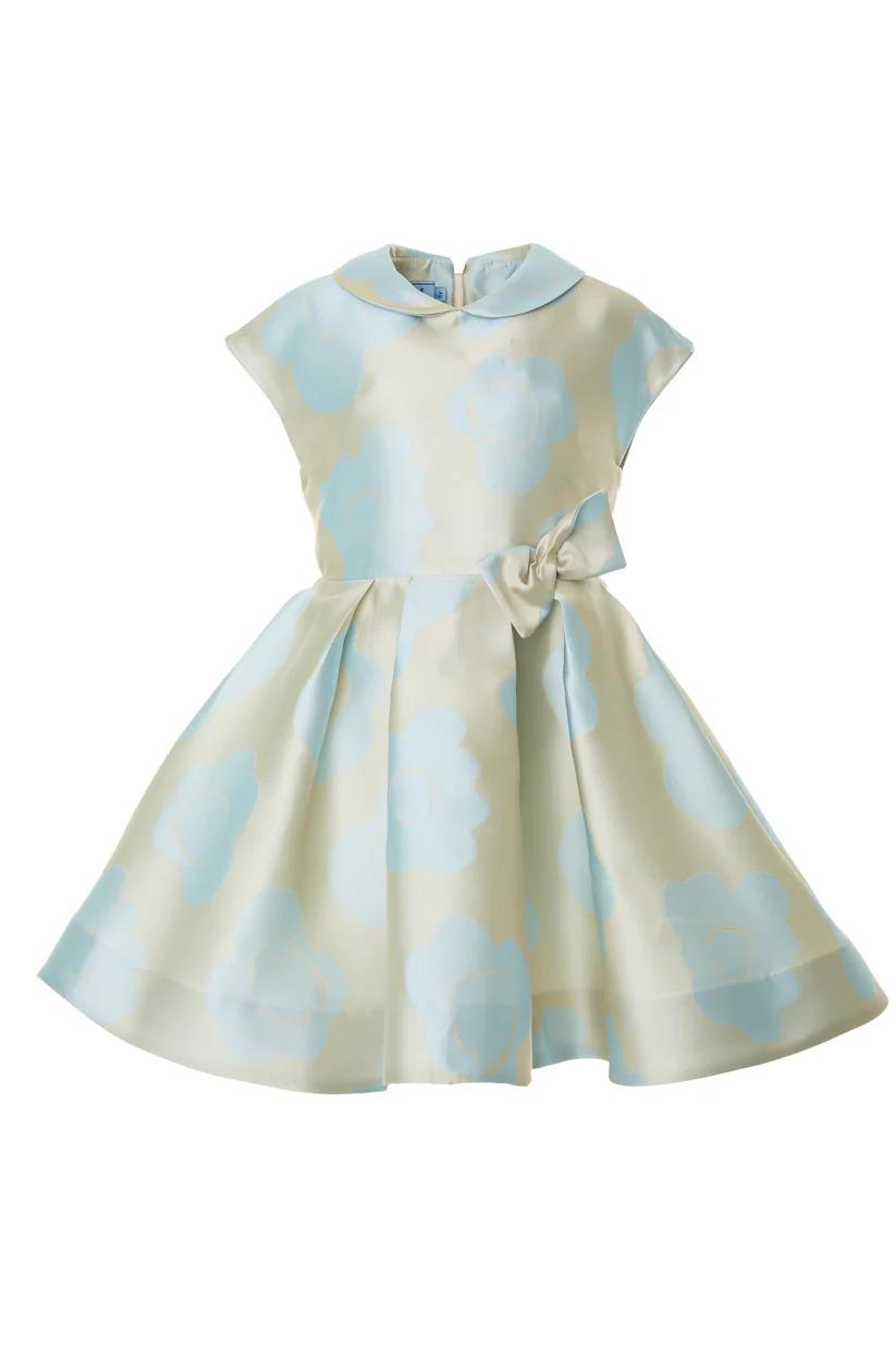 abito celeste/beige bambina