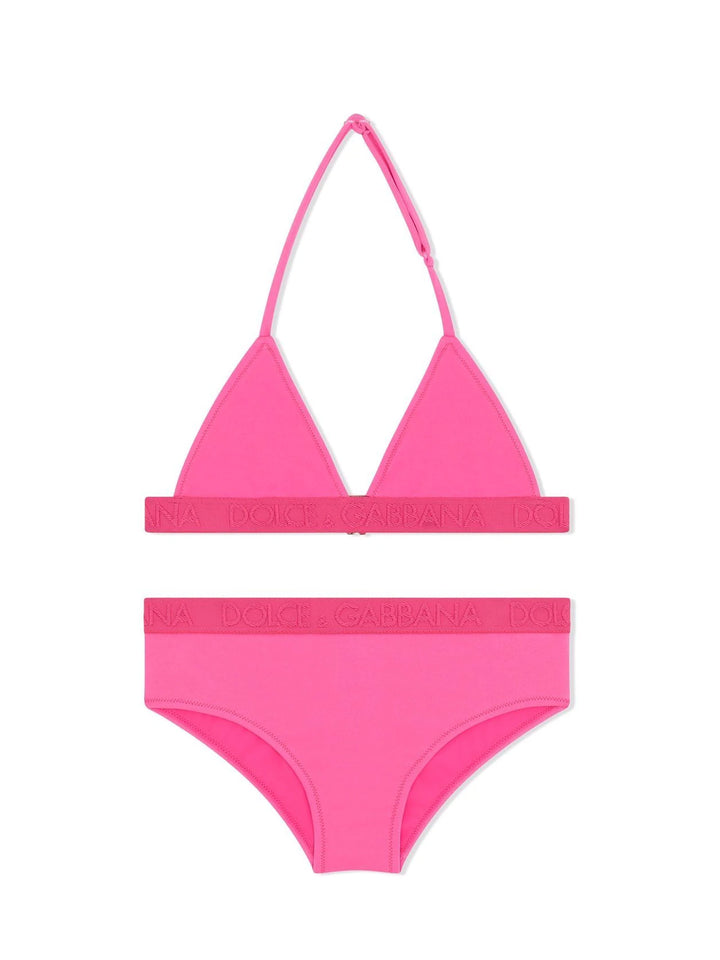 Set bikini fucsia con logo