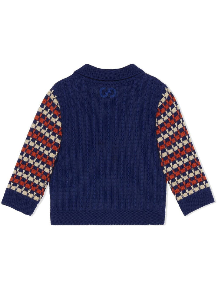 Cardigan blu/rosso neonato