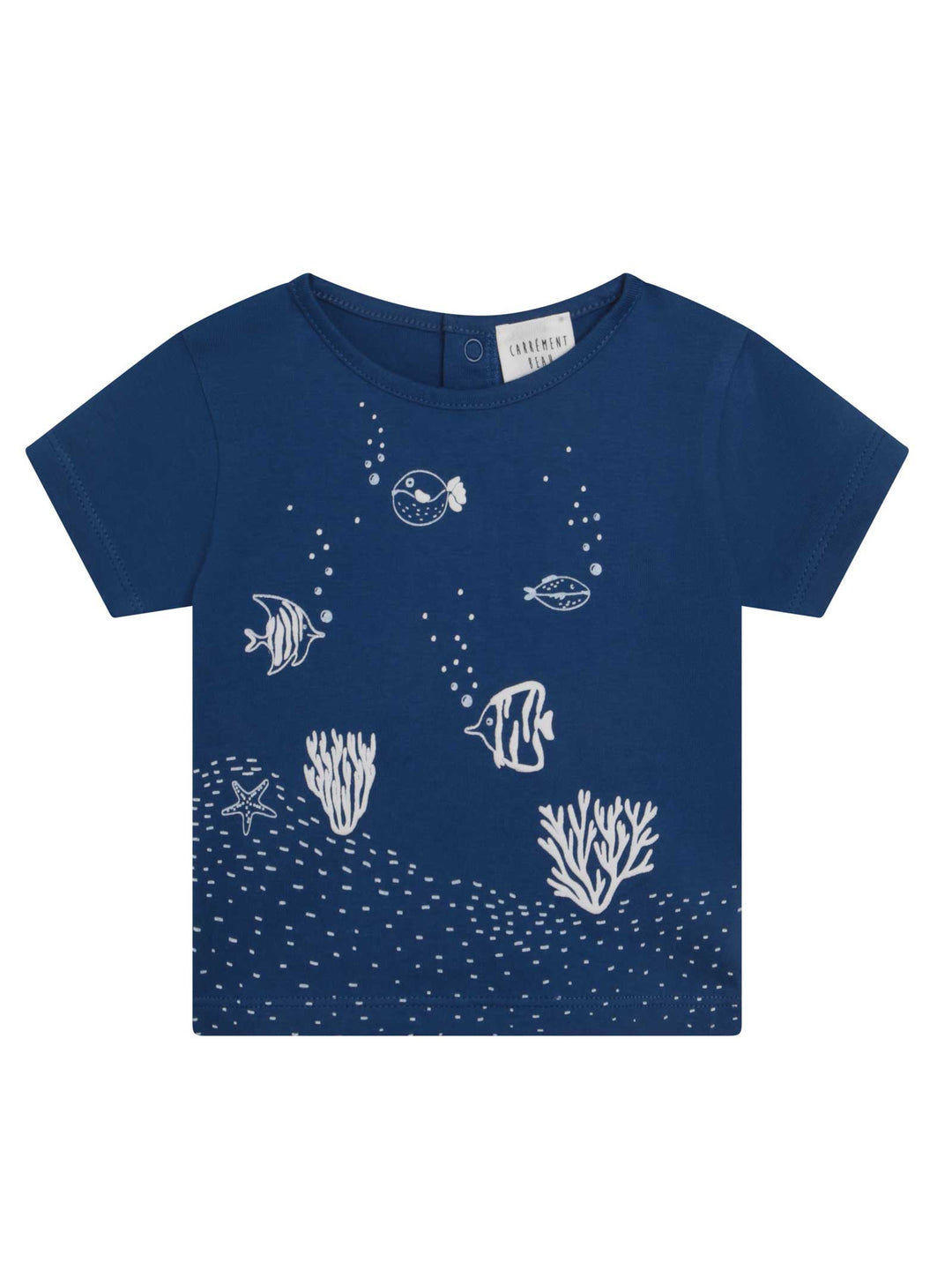 T-shirt blu con stampa