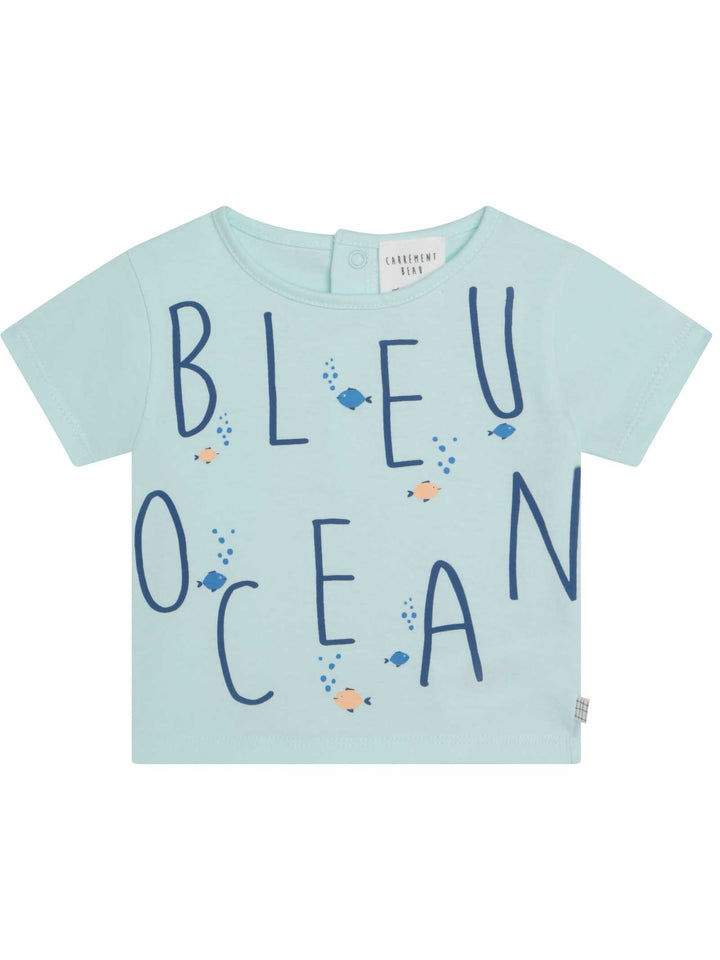 T-shirt blu con stampa