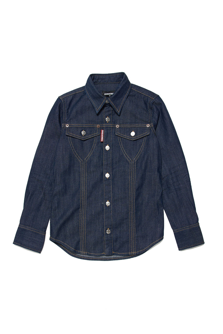 Camicia blu denim bambina