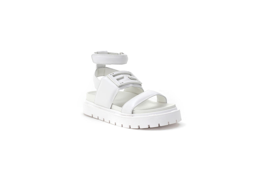 Sandalo bianco bambina con suola in gomma