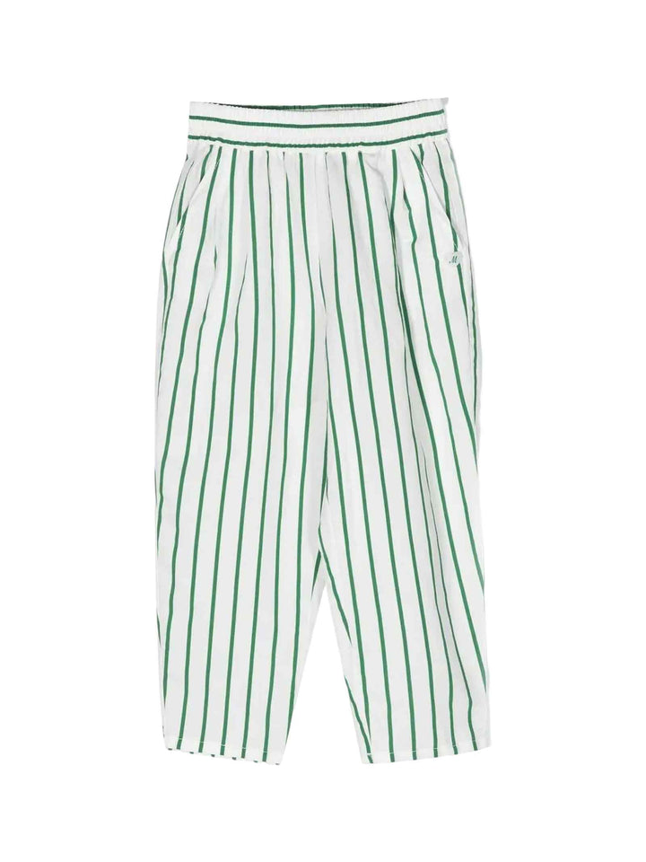 Pantalon fille blanc/vert