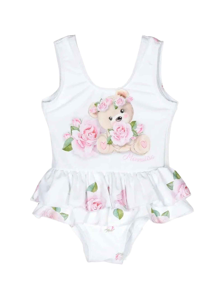 Costume bianco/rosa neonata