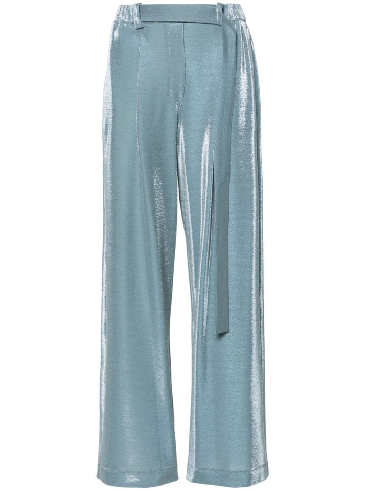 Pantalon femme bleu métallisé