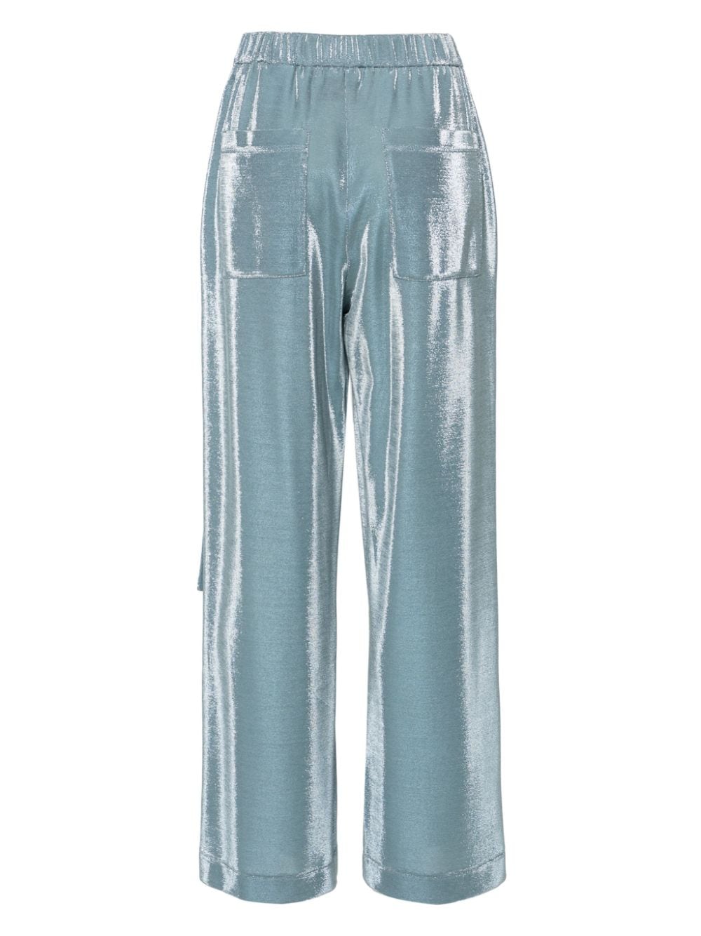 Pantalon femme bleu métallisé