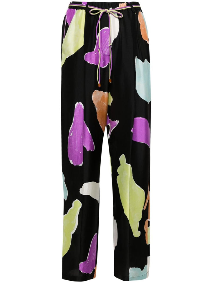 Pantalon femme noir/multicolore