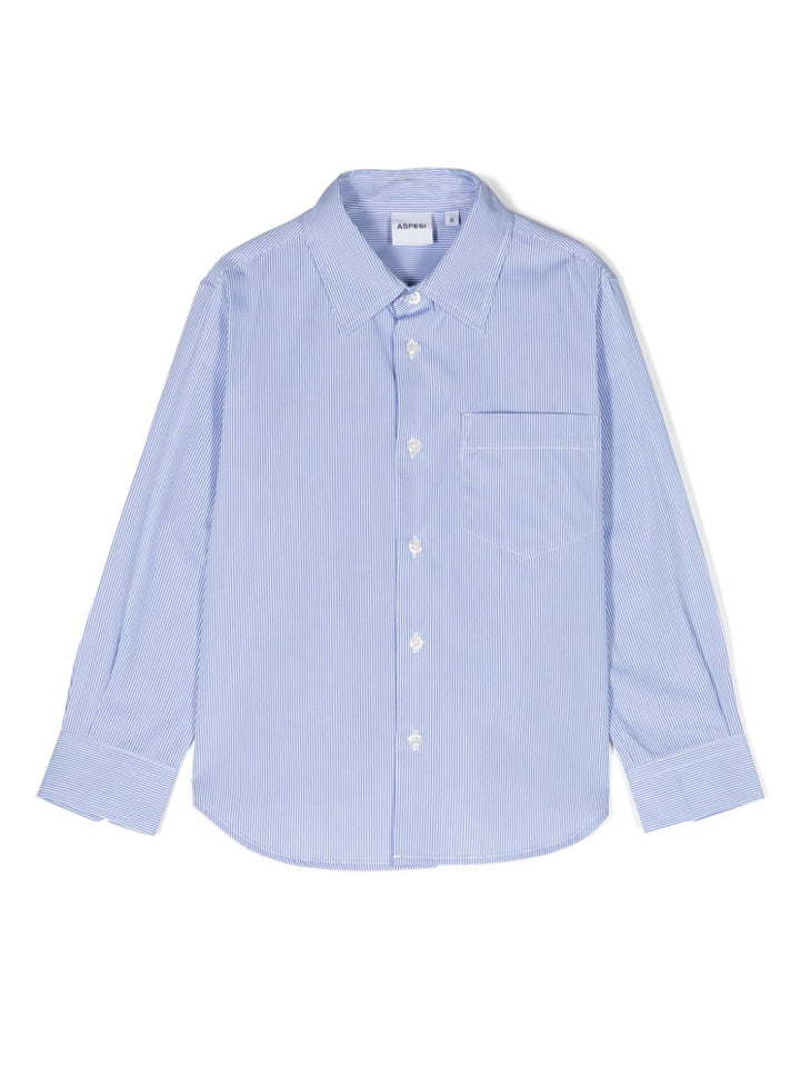 chemise rayée bleu clair bébé