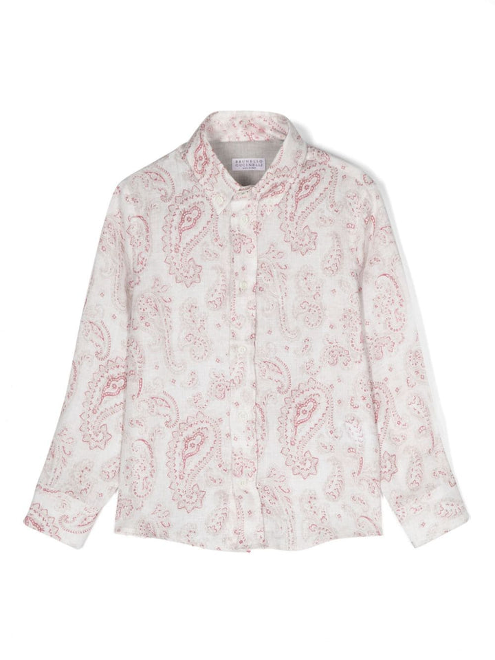 Camicia bambino bianco/rosa