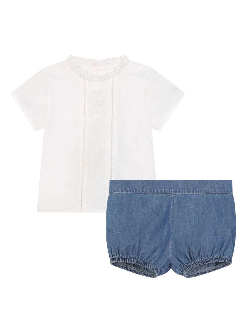 Set shorts neonata blu/bianco