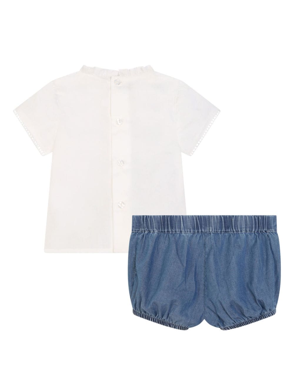 Set shorts neonata blu/bianco