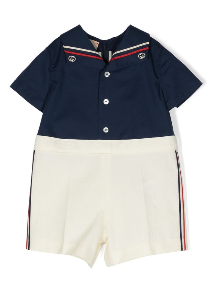 Tutina blu navy/bianco neonato