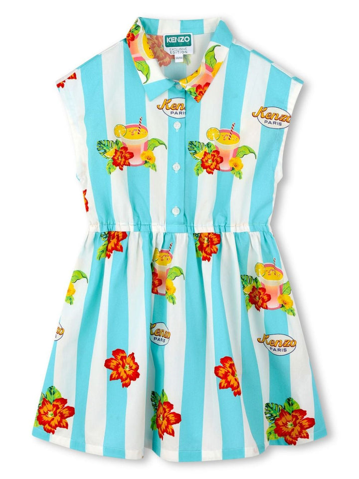 Robe blanche/multicolore pour fille