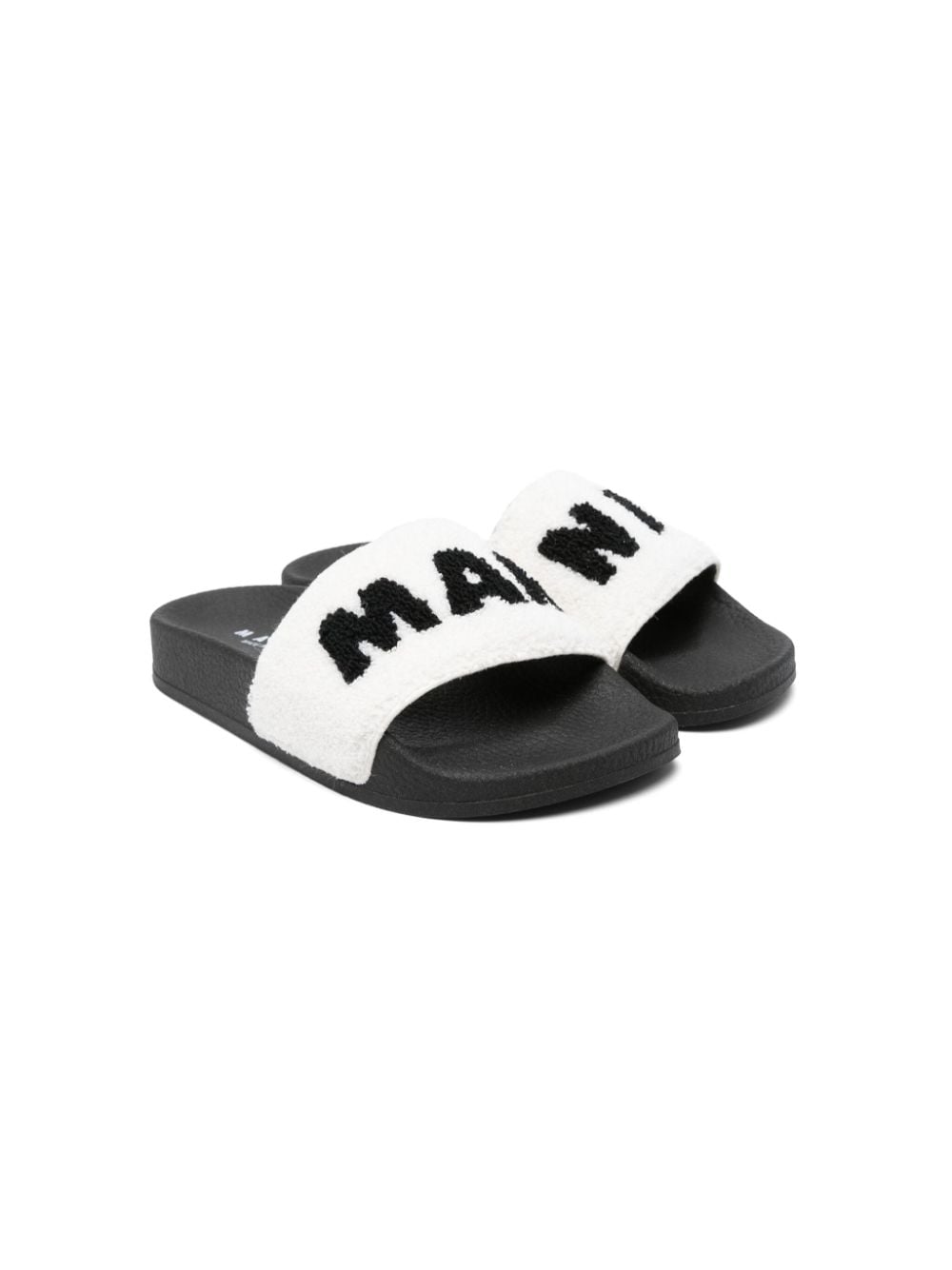 Sandali slides bianco/neri bambina