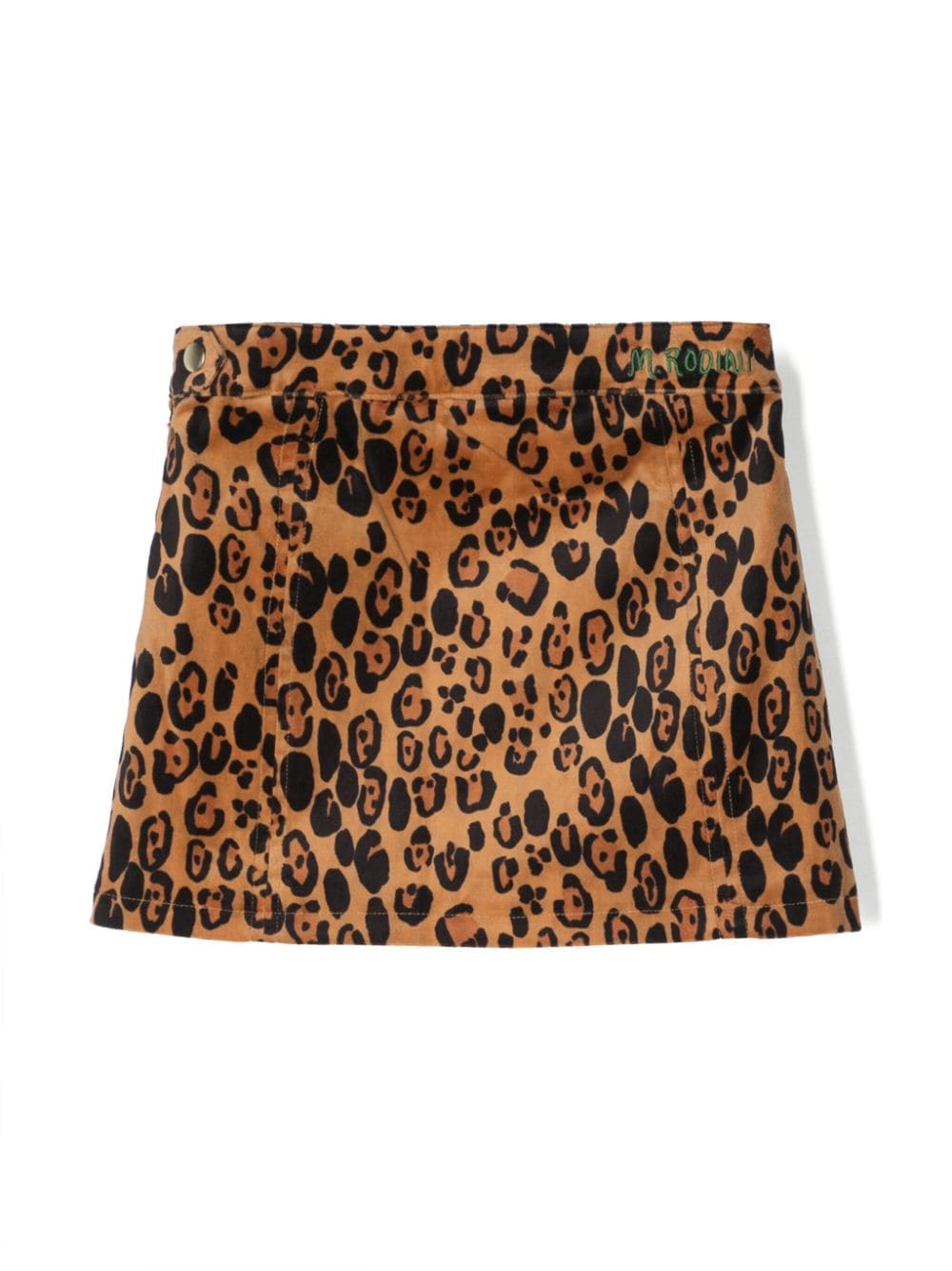 Mini jupe léopard en velours marron caramel pour fille