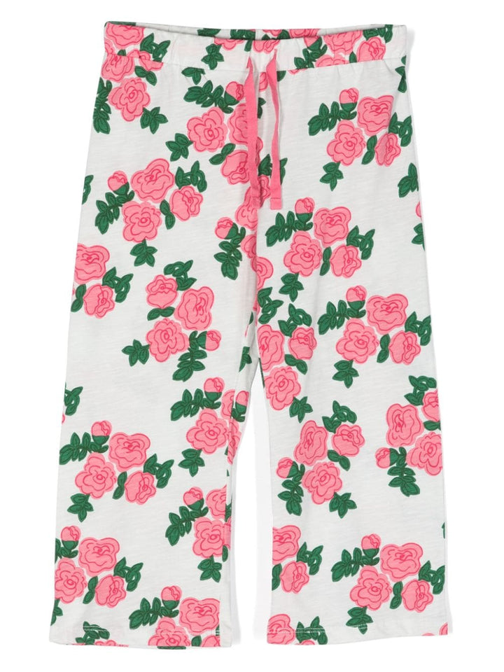 Pantalon blanc à fleurs pour fille