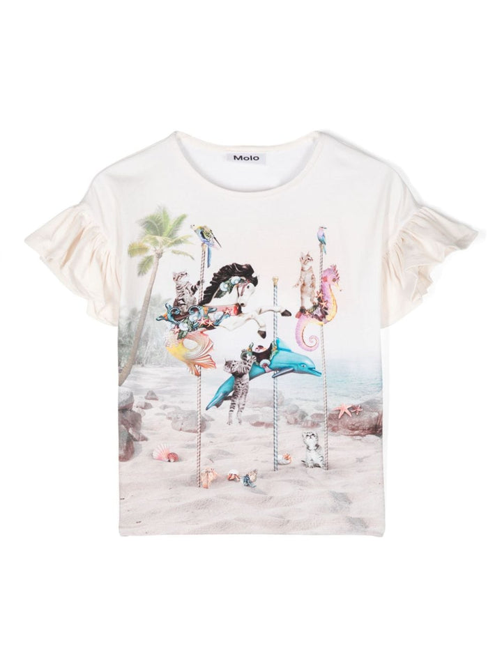 T-shirt bianca/multicolore bambina
