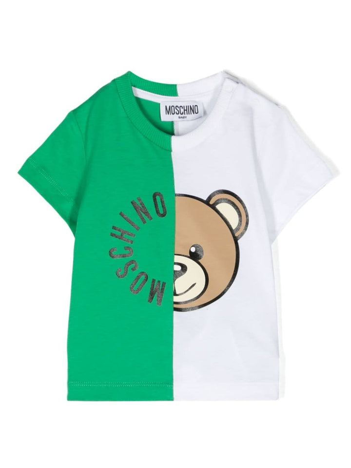 T-shirt verde/bianco neonato