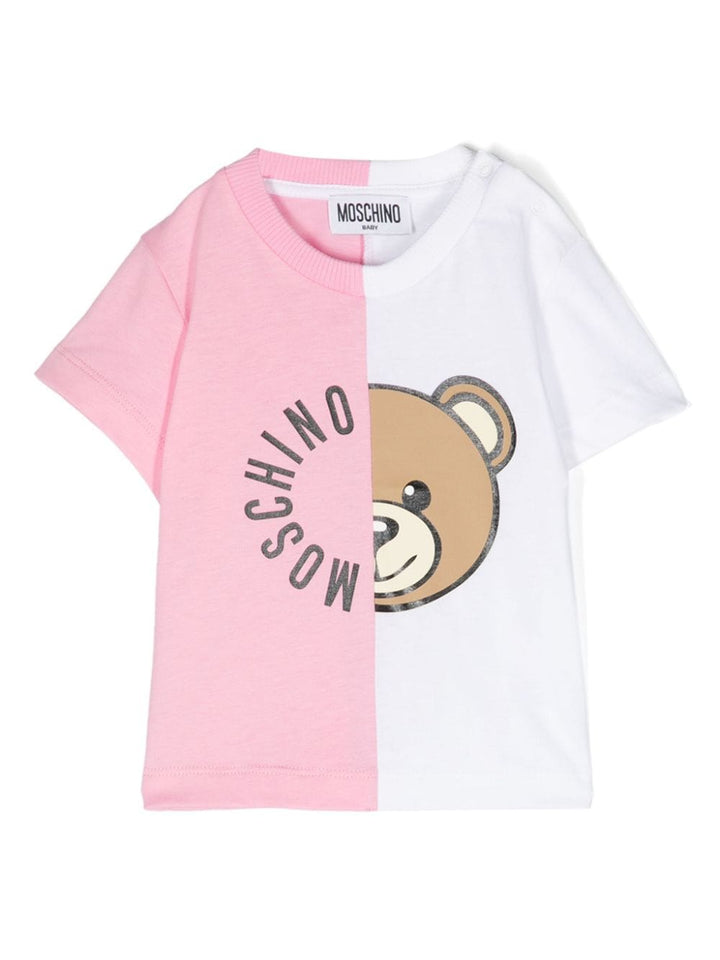 T-shirt bébé rose/blanc