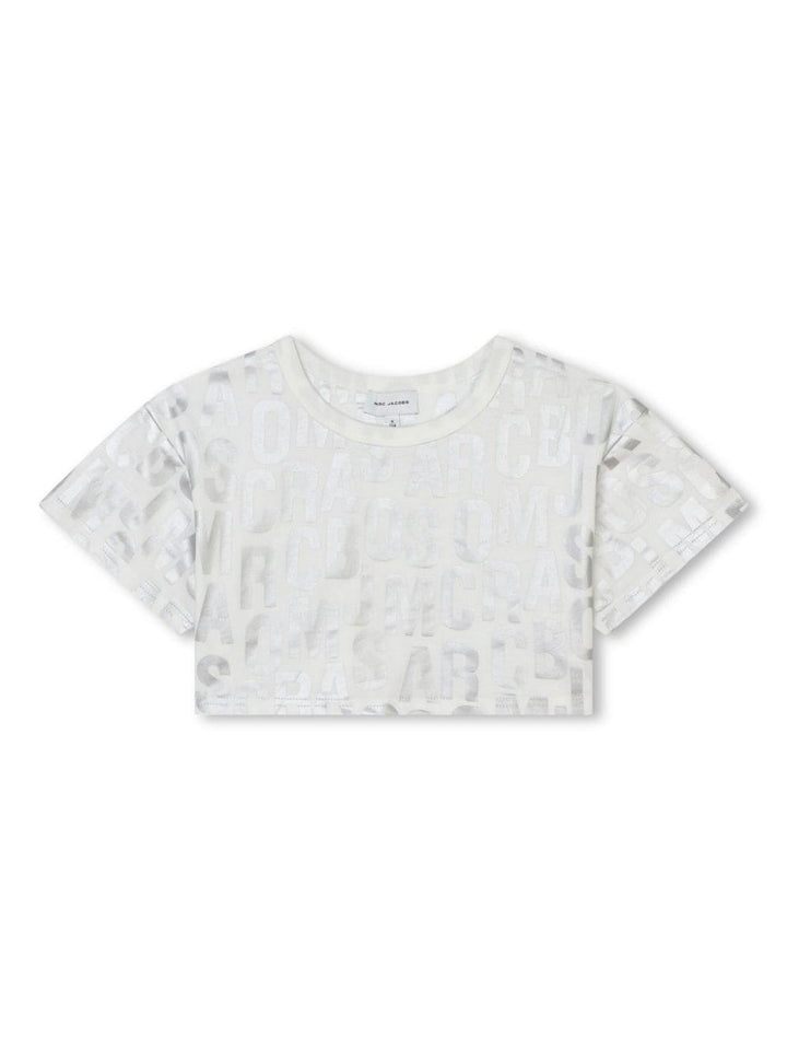 t-shirt bianco/argento bambina