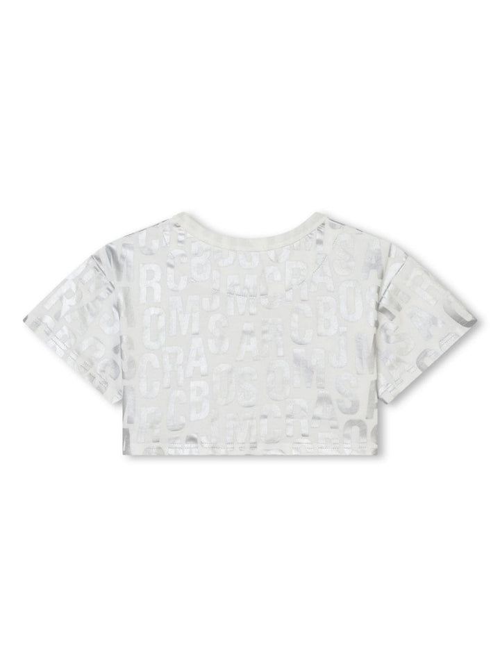 t-shirt bianco/argento bambina