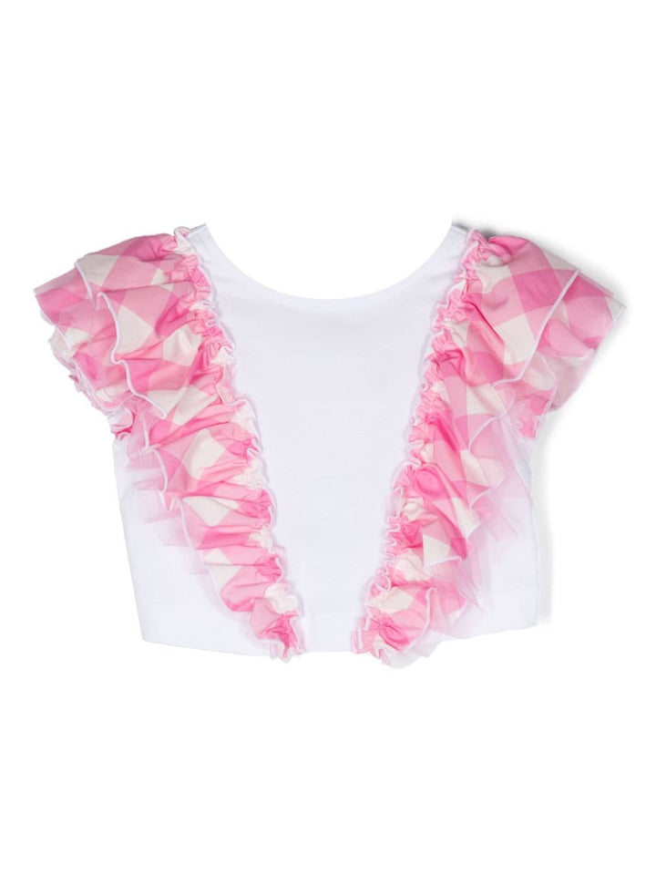 Top blanc/rose pour fille