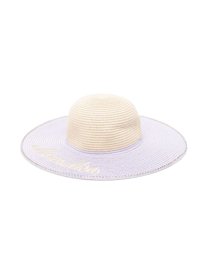 Bonnet fille lilas/beige