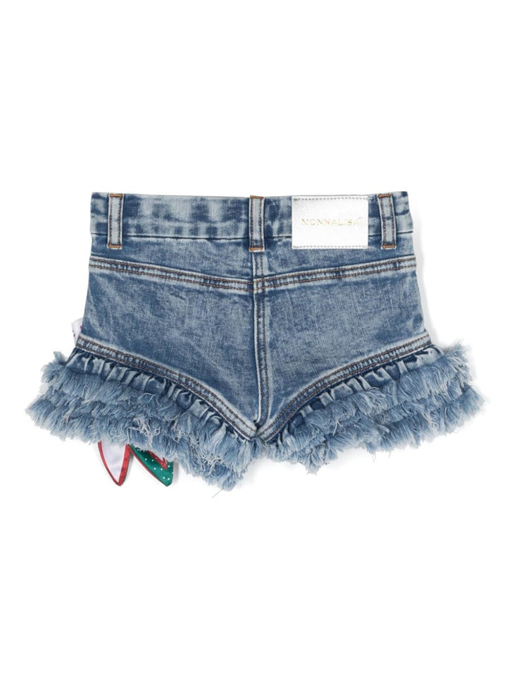 Short en jean bleu pour fille