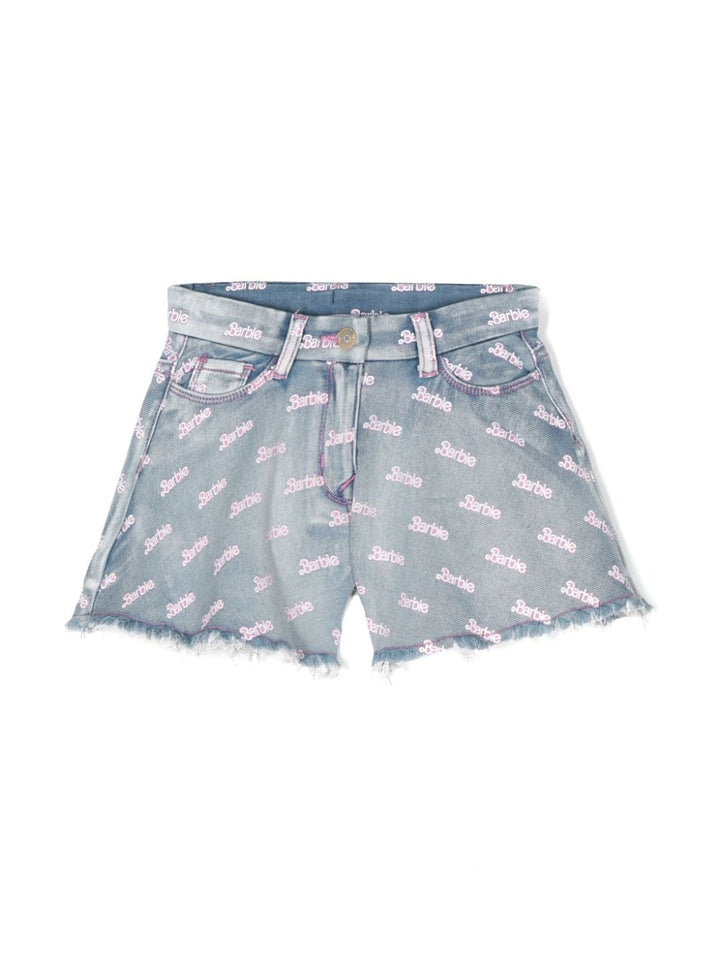 Shorts bambina blu/bianco