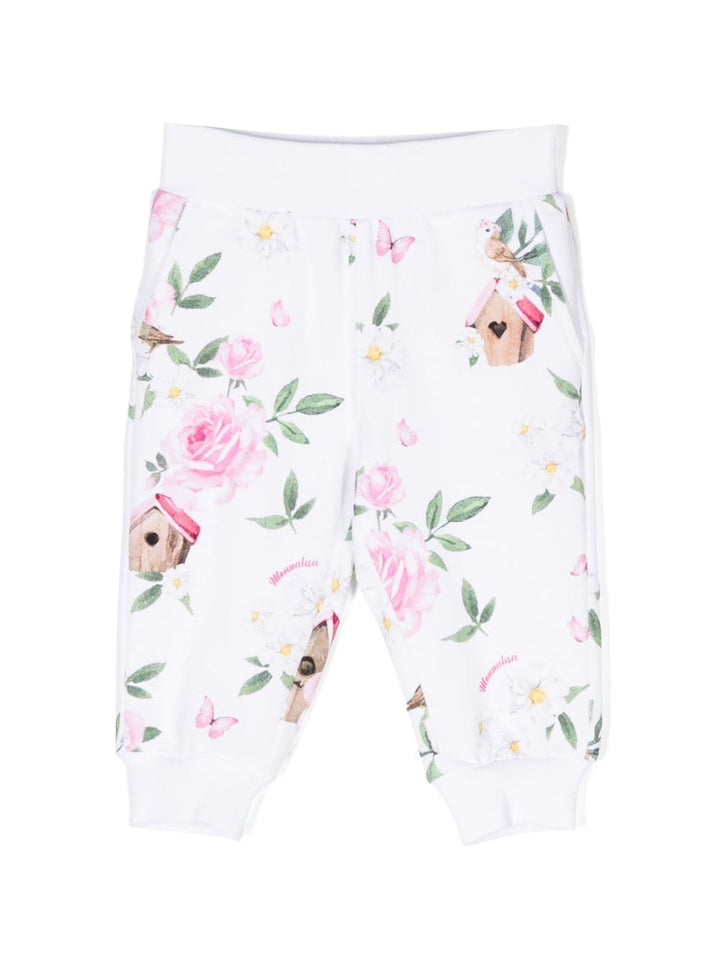 Pantaloni bianco/multicolor neonata