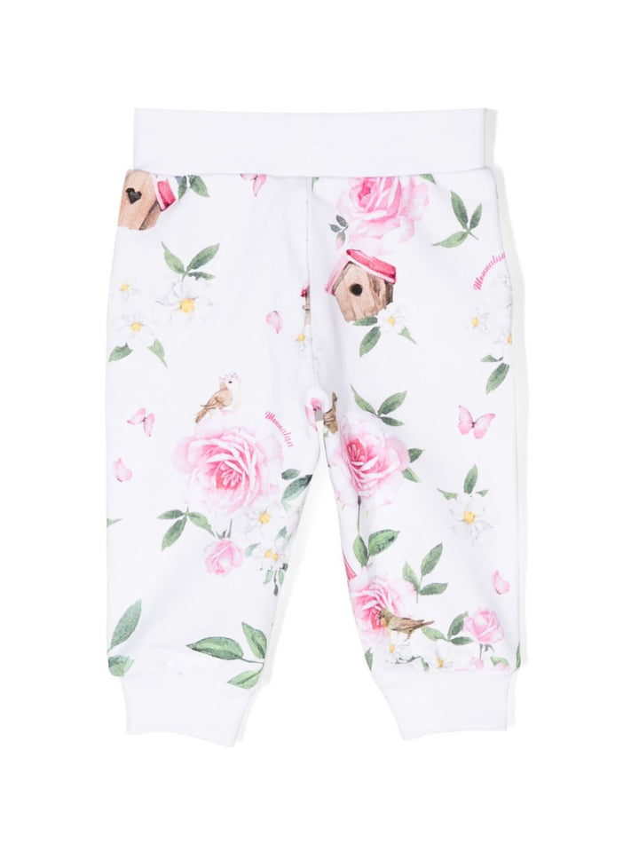 Pantaloni bianco/multicolor neonata
