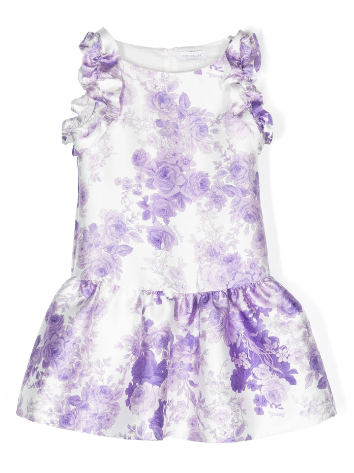 Robe blanche/violette pour fille