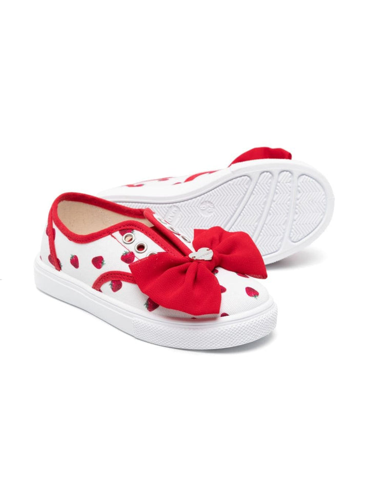 Sneakers bambina crema/rosso
