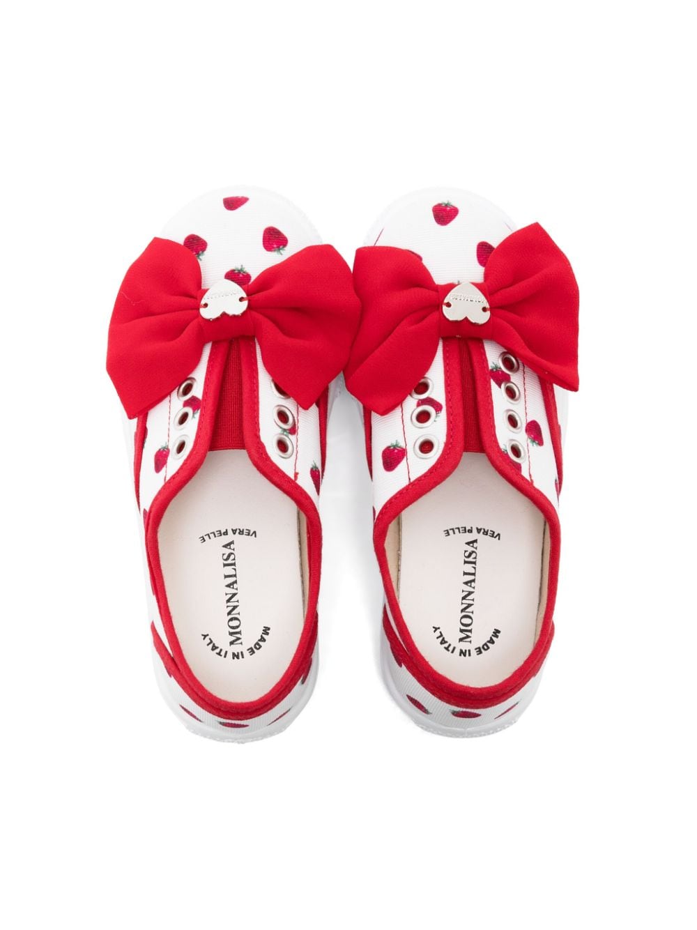 Sneakers bambina crema/rosso