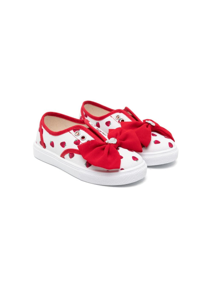 Sneakers bambina crema/rosso