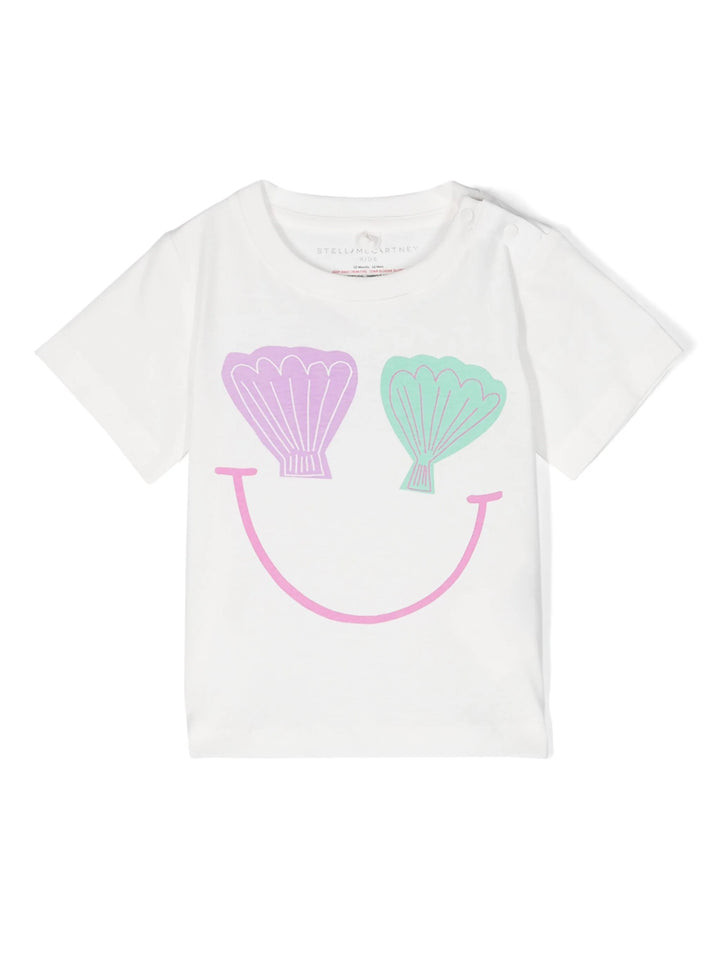 T-shirt bianca/multicolore neonata