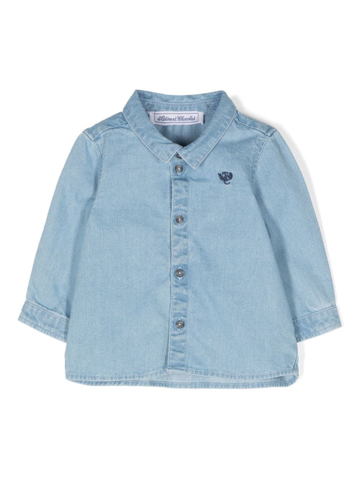 Camicia blu denim neonato
