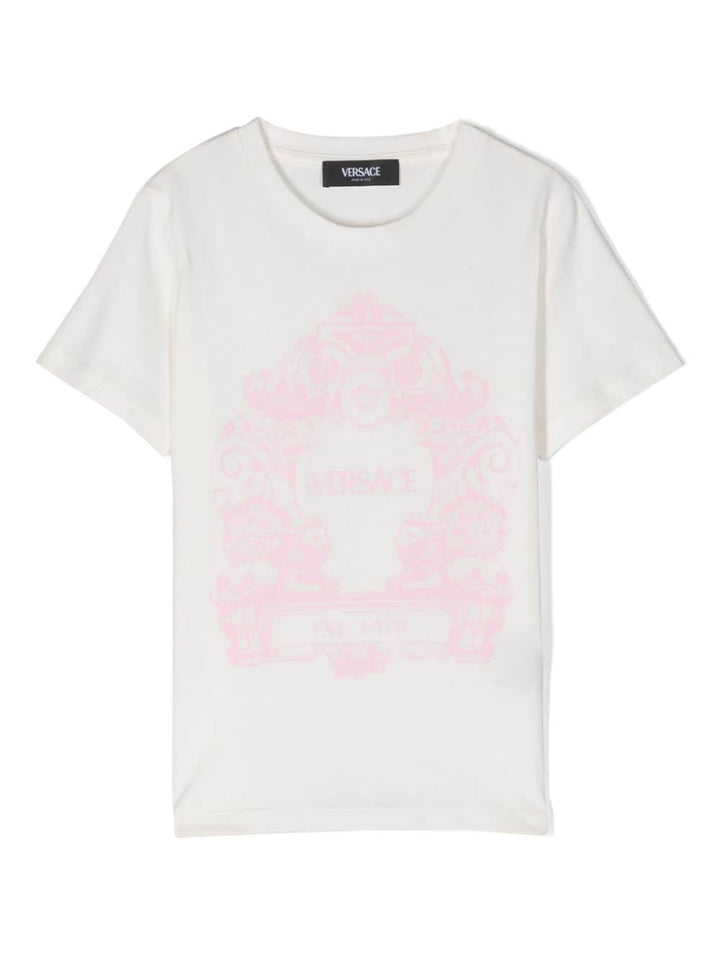 T-shirt bianca/rosa bambino