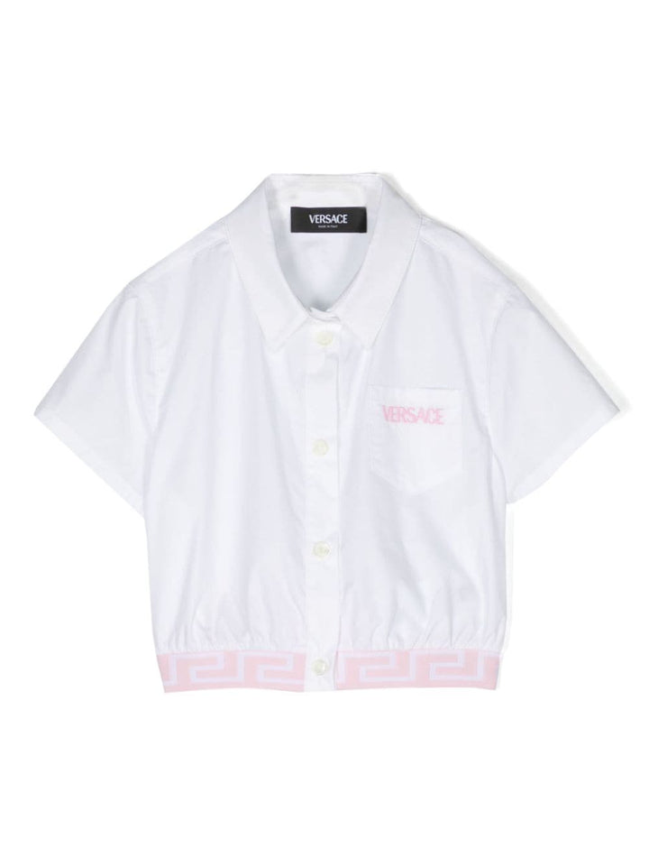 Chemise blanche/rose pour fille